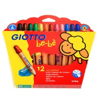 GIOTTO 齐多 bebe齐多宝宝短杆幼儿彩色铅笔木杆蜡笔 12色盒装配专用笔刀