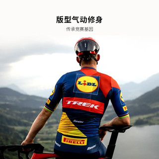 崔克（TREK）Santini Lidl-Trek 男式环法车迷版竞赛短袖骑行服 深蓝色/黄色 XS