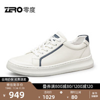 ZERO 零度Zero男士板鞋2023百搭真皮柔软舒适厚底显高休闲小白皮鞋子男 白色 38