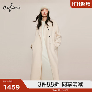 eifini 伊芙丽 骆驼绒蚕丝单排扣气质名媛风通勤双面呢大衣女2023冬装 乳白 155/80A/S