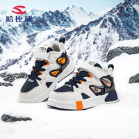 哈比熊（HOBIBEAR）童鞋冬季女童运动鞋加绒保暖男童鞋儿童休闲鞋JD30W90蓝白32码