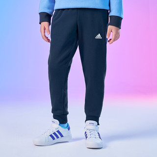 adidas阿迪达斯轻运动男女小童儿童加绒加厚运动圆领长袖套装 融合蓝/白色/传奇墨水蓝 122CM