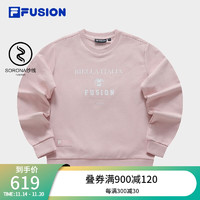 FILA FUSION斐乐潮牌女子针织套头衫2023冬时尚休闲加绒卫衣 皮泥粉-PK 160/80A/S