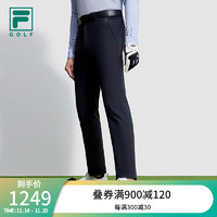 FILA 斐乐男士梭织长裤2023冬简约基础直口高尔夫运动裤 深黑-BK 175/84A/L