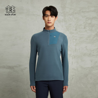 KOLON SPORT/可隆抓绒长袖 男子户外休闲保暖半拉链T恤内搭 LHZT3WN217-GB 灰蓝色 170/M