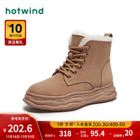 热风冬季女士磨砂加绒保暖时尚休闲靴复古经典马丁靴女 02棕色 35(正码)