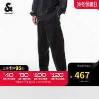 杰克琼斯 杰克·琼斯（JACK&JONES）灯芯绒微弹面料撞色贴布百搭时尚舒适通勤锥形休闲长裤223414003 布里斯托尔黑E40 170/76A/SR