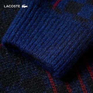 LACOSTE法国鳄鱼男女同款格纹套头宽松针织衫|AH0812 NIN/蓝黑格纹 L/180