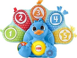 Fisher-Price 費雪 Linkimals 嬰兒幼兒學習玩具,帶互動燈光和音樂,計數和彩色孔雀英國英語版