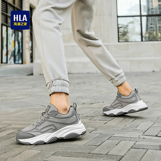 HLA 海澜之家 男鞋户外老爹鞋运动鞋增高休闲鞋HAAXXM4CBF263 灰色AC 41