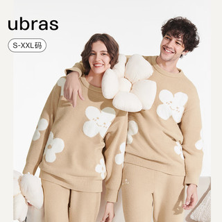 ubras愿望系列-有钱花半边绒家居服套装套装男女同款女睡衣冬季 摩卡色 XXL