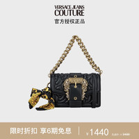 VERSACE 范思哲 Jeans Couture女士丝巾装饰单肩斜挎包 黑色