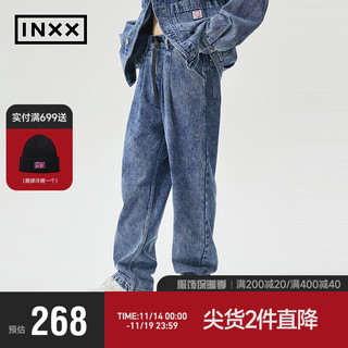 英克斯（inxx）Standby 潮流复古休闲宽松直筒牛仔裤长裤XMD3220905 牛仔蓝色 XL