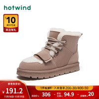 热风冬季女士时尚加绒加厚雪地靴甜酷拼色保暖休闲靴潮 08杏色 36(正码)