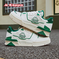 KAPPA卡帕厚底板鞋男鞋冬休闲鞋子男款小白鞋轻便增高运动鞋 C08D-025轻白色/绿色 36
