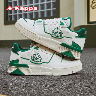 KAPPA卡帕厚底板鞋男鞋冬休闲鞋子男款小白鞋轻便增高运动鞋 C08D-025轻白色/绿色 36