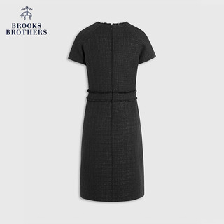 布克兄弟（BrooksBrothers）23冬女士气质圆领纯色短袖连衣裙 0004-黑色 0