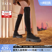 他她（TATA）厚底过膝长筒靴法式弹力美拉德女靴子2023冬WD804DC3 黑色 40