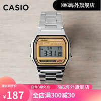 卡西欧（CASIO）A158WEA-9复古方块七年电力 金面 秒表防水电子手表. A158WEA-9 银色金面