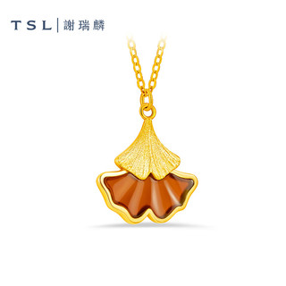 谢瑞麟（TSL）黄金项链苏绣-银杏系列红玛瑙锁骨链女款X5225 定价类（约3.55g）