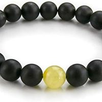 Amber 恩博 Culture 琥珀珠弹力手链 - 经认证手工制作天然波罗的海黑樱桃吊饰手镯 男女通用 成人礼盒装