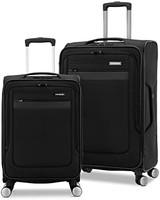 Samsonite 新秀丽 Ascella 3.0 软侧可扩展行李箱 带万向轮, 黑色//白色, 2-piece Set (Carry-on/Medium)