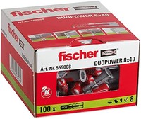 FISCHER 555008 DUOPOWER 膨胀螺丝,红色/灰色,8 x 40毫米,100件