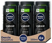NIVEA 妮维雅 男士 Deep Clean 沐浴洗发水6 × 250毫升