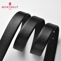 MONTAGUT 梦特娇 皮带男真皮不带头针扣无头打孔皮带条头层牛皮无扣腰带身礼盒(针扣带宽3.3cm)送爱人送男友