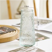 姝好 欧式创意玻璃花瓶 15锥筒树皮纹透明1个