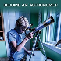 NASA 儿童月球望远镜 – 90 倍放大,包括两个目镜、桌面三脚架和探测器瞄准镜 – 天文学初学者儿童望远