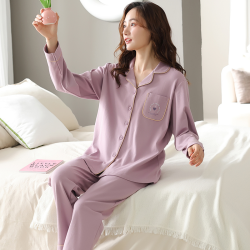 抖音超值购fenteng芬腾可安睡衣女春秋季纯棉长袖开衫睡衣新款大码