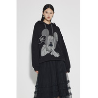 迪士尼米奇系列 冬装印花绣花中长纯棉卫衣女