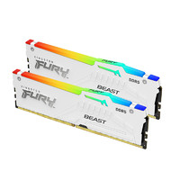 Kingston 金士顿 FURY 32GB(16G×2)套装 DDR5 6000 台式机内存条 Beast野兽系列 RGB灯条 骇客神条 白色款