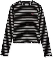Calvin Klein Underwear Calvin Klein 女童长袖 T 恤,套头款式,圆领设计,徽标细节