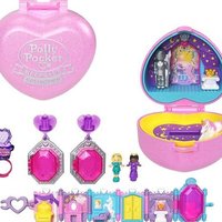 POLLY POCKET 纪念品系列 皇家舞会珠宝套装，独角兽城堡主题，2 个娃娃，戒指和戒指盒，耳环，手链，