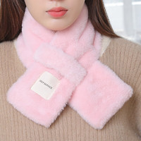 帕美斯家庭清洁湿巾LL冬季加厚保暖围巾超暖和毛毛围脖 粉红色-带标 80cm