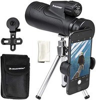 CELESTRON 星特朗 20x50 单筒望远镜 – 户外和观鸟单筒望远镜 – 附赠智能手机适配器、蓝牙遥控器和三脚架