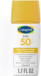 Cetaphil 丝塔芙 透明矿物液体防晒霜 SPF 50，专为敏感肌肤配制，无味，1.7 液量盎司（50ml）