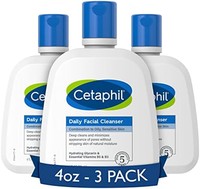 Cetaphil 丝塔芙 洗面奶，敏感、混合性至油性皮肤的日常洁面乳，全新 4 盎司（118ml），3 件装