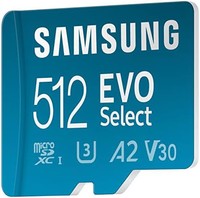 SAMSUNG 三星 EVO Select Micro SD 存储卡 + 适配器，512GB microSDXC 130MB/s