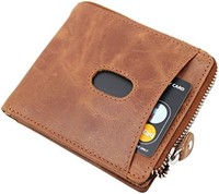 TOPSUM LONDON 男式 RFID 屏蔽皮夹真皮拉链钱包 4017 棕褐色, 棕褐色, 12cm x 9.8cm, 双折