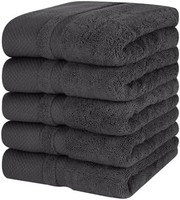 Samhome * 纯棉毛巾 - 快速吸收水分和汗水,易干重量,毛巾 35.56 x 76.2 厘米(5 包(深灰色)