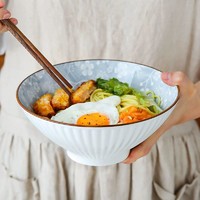 Yomerto 悠米兔 日式斗笠碗釉下彩拉面碗泡面碗家用陶瓷餐具套装大容量汤碗