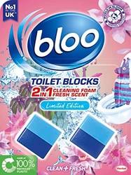 Bloo 限量版水箱中的花朵,蓝色水马桶,珍贵西番莲与防水垢,2 个马桶块