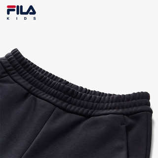 FILA【远红外发热】斐乐童装2023冬中大童男童抗菌加绒长裤潮 深黑-BK 130