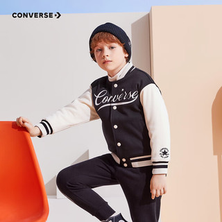 Converse 匡威童装男童短款夹克棉服儿童上衣外套 正黑色 110/52