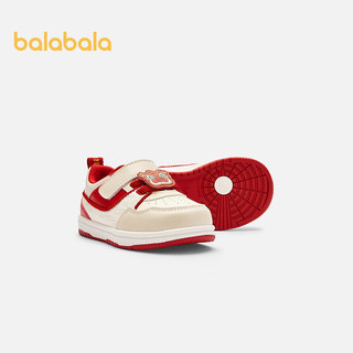 巴拉巴拉宝宝学步鞋童鞋婴儿鞋子2024冬龙年小白鞋时尚洋气拜年鞋 白红色调00416 22码