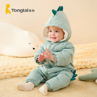 Tongtai 童泰 秋冬3-24个月婴幼儿宝宝加厚羽绒连帽羽绒连体衣 绿色 90cm