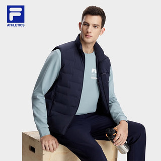 FILA 斐乐 男士羽绒马甲2023冬基础简约立领保暖上衣 RD宝蓝-NV 165/88A/S